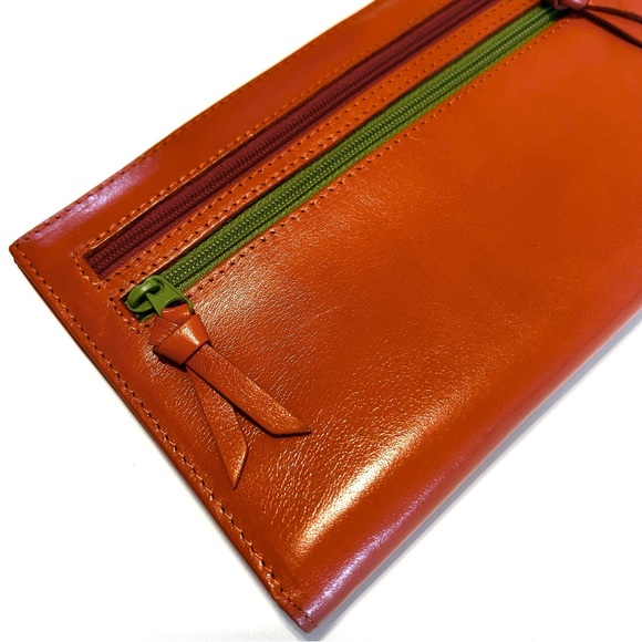 Vibrant Alicia Klein Orange and Yellow Leather Wallet - Picture 9 of 9